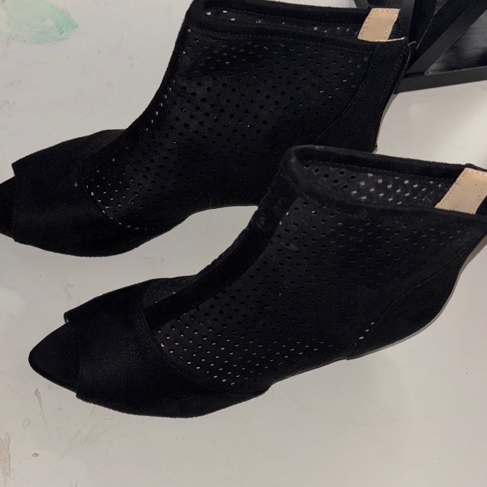 Elegant Black Women's Peep-Toe Ankle Boots